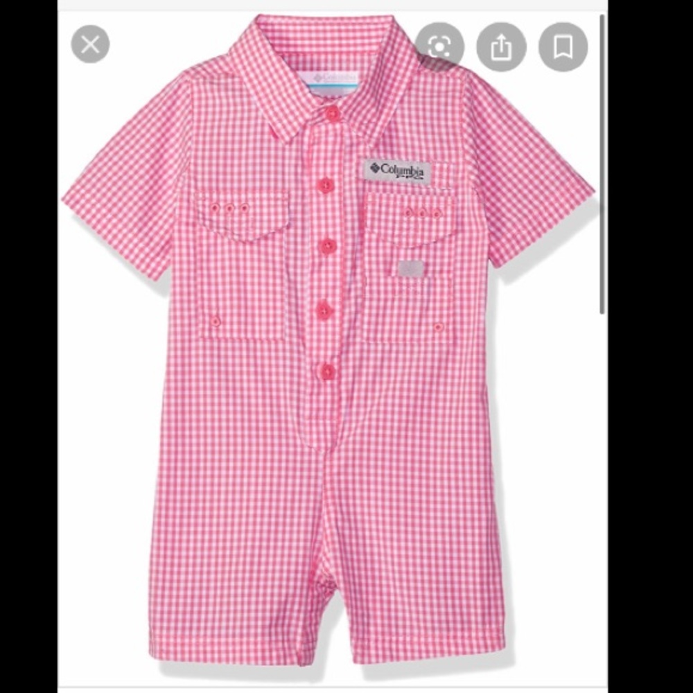 Columbia pink romper, never worn!! 6-12m